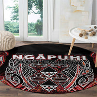 Aotearoa Ngapuhi Round Carpet Maori Red Tribal Paua Shell Pattern DT05 - Polynesian Pride