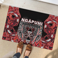 Aotearoa Ngapuhi Rubber Doormat Maori Red Tribal Paua Shell Pattern DT05 - Polynesian Pride