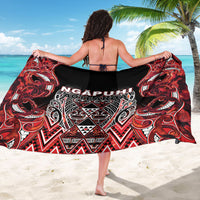 Aotearoa Ngapuhi Sarong Maori Red Tribal Paua Shell Pattern DT05 - Polynesian Pride