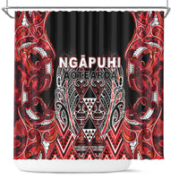 Aotearoa Ngapuhi Shower Curtain Maori Red Tribal Paua Shell Pattern DT05 Red - Polynesian Pride