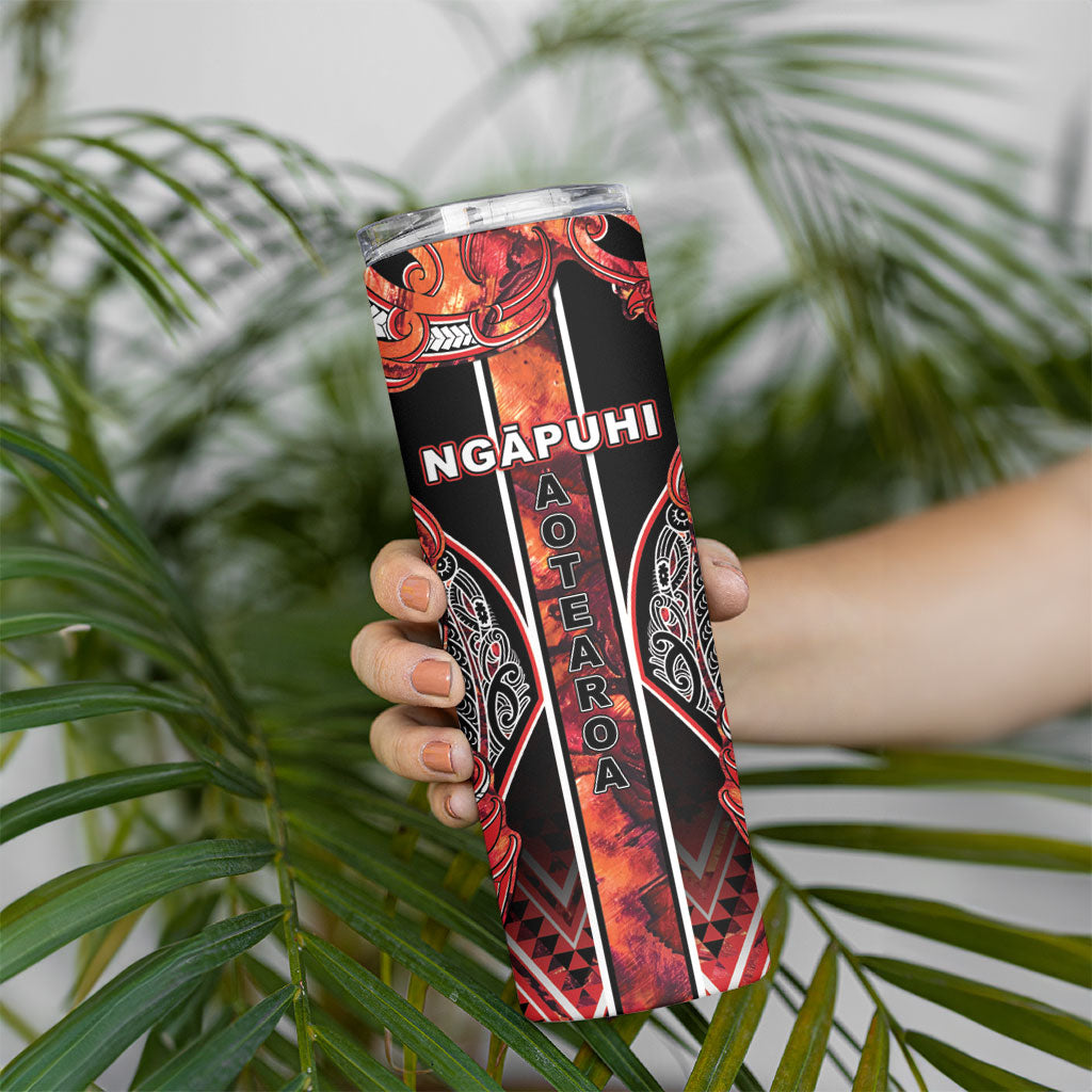 Aotearoa Ngapuhi Skinny Tumbler Maori Red Tribal Paua Shell Pattern DT05 - Polynesian Pride