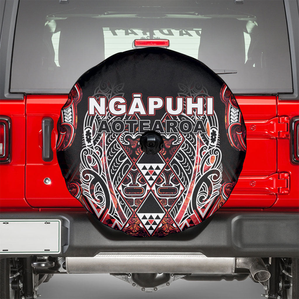 Aotearoa Ngapuhi Spare Tire Cover Maori Red Tribal Paua Shell Pattern DT05 - Polynesian Pride