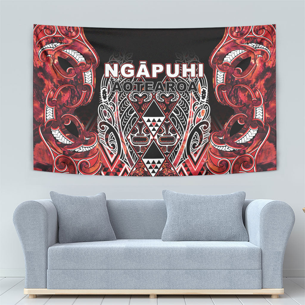 Aotearoa Ngapuhi Tapestry Maori Red Tribal Paua Shell Pattern DT05 - Polynesian Pride