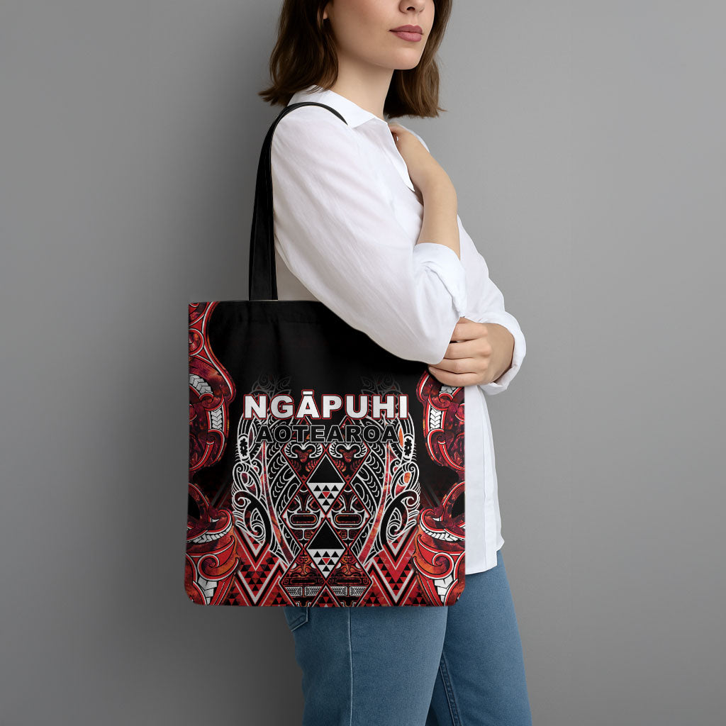 Aotearoa Ngapuhi Tote Bag Maori Red Tribal Paua Shell Pattern DT05 - Polynesian Pride