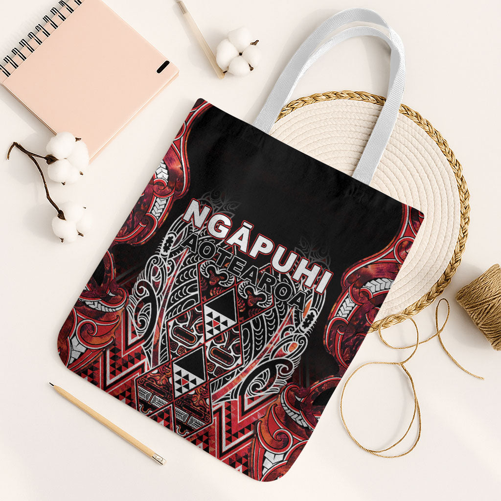 Aotearoa Ngapuhi Tote Bag Maori Red Tribal Paua Shell Pattern DT05 White Strap One Size Red - Polynesian Pride