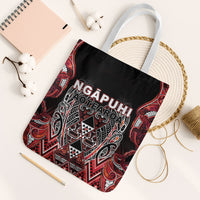 Aotearoa Ngapuhi Tote Bag Maori Red Tribal Paua Shell Pattern DT05 White Strap One Size Red - Polynesian Pride