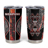 Aotearoa Ngapuhi Tumbler Cup Maori Red Tribal Paua Shell Pattern DT05 Red - Polynesian Pride