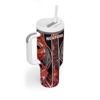 Aotearoa Ngapuhi Tumbler With Handle Maori Red Tribal Paua Shell Pattern DT05 - Polynesian Pride