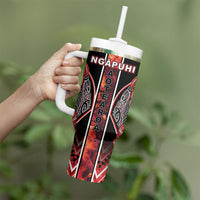 Aotearoa Ngapuhi Tumbler With Handle Maori Red Tribal Paua Shell Pattern DT05 - Polynesian Pride