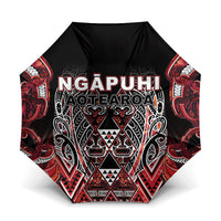 Aotearoa Ngapuhi Umbrella Maori Red Tribal Paua Shell Pattern DT05 One Size Folded 11.42 inch Opened Diameter 37.4 inch Red - Polynesian Pride