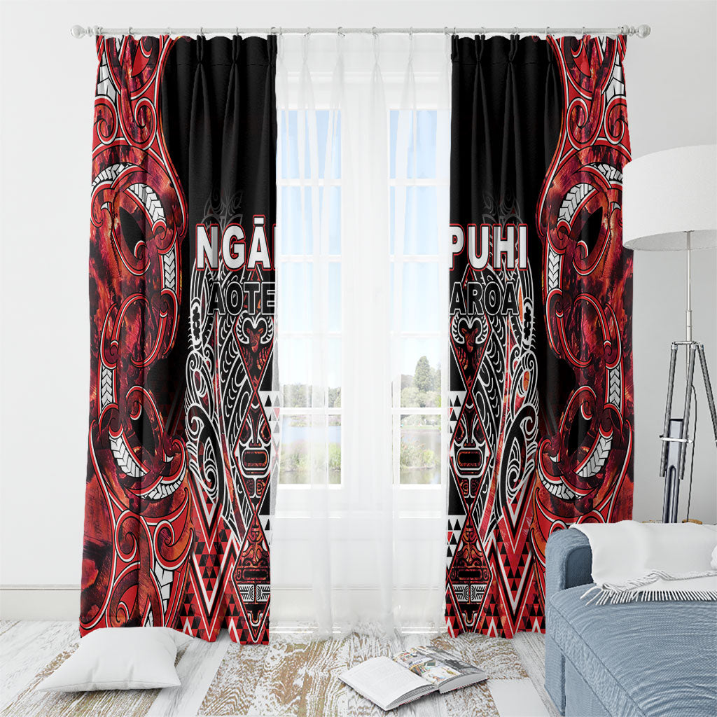 Aotearoa Ngapuhi Window Curtain Maori Red Tribal Paua Shell Pattern DT05 - Polynesian Pride