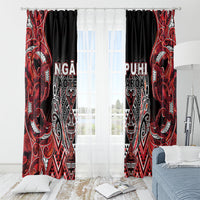 Aotearoa Ngapuhi Window Curtain Maori Red Tribal Paua Shell Pattern DT05 - Polynesian Pride