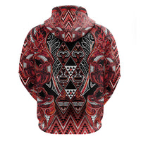 Aotearoa Ngapuhi Zip Hoodie Maori Red Tribal Paua Shell Pattern DT05 - Polynesian Pride