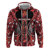 Aotearoa Ngapuhi Zip Hoodie Maori Red Tribal Paua Shell Pattern DT05 Pullover Hoodie Red - Polynesian Pride