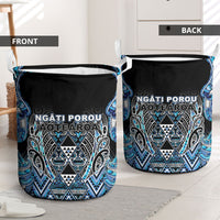 Aotearoa Ngati Porou Laundry Basket Maori Light Blue Tribal Paua Shell Pattern DT05 - Polynesian Pride