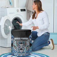 Aotearoa Ngati Porou Laundry Basket Maori Light Blue Tribal Paua Shell Pattern DT05 - Polynesian Pride