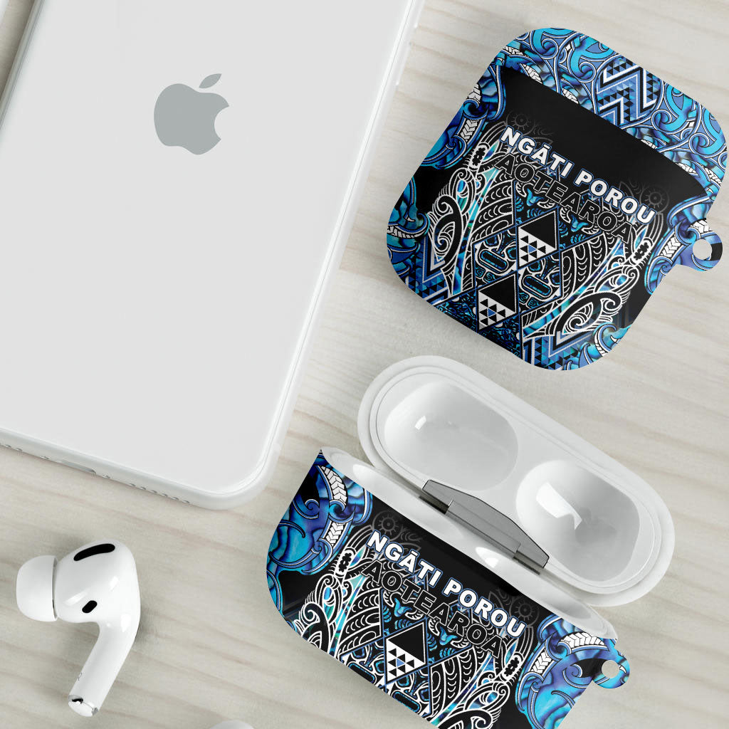 Aotearoa Ngati Porou AirPods Case Maori Light Blue Tribal Paua Shell Pattern DT05 - Polynesian Pride