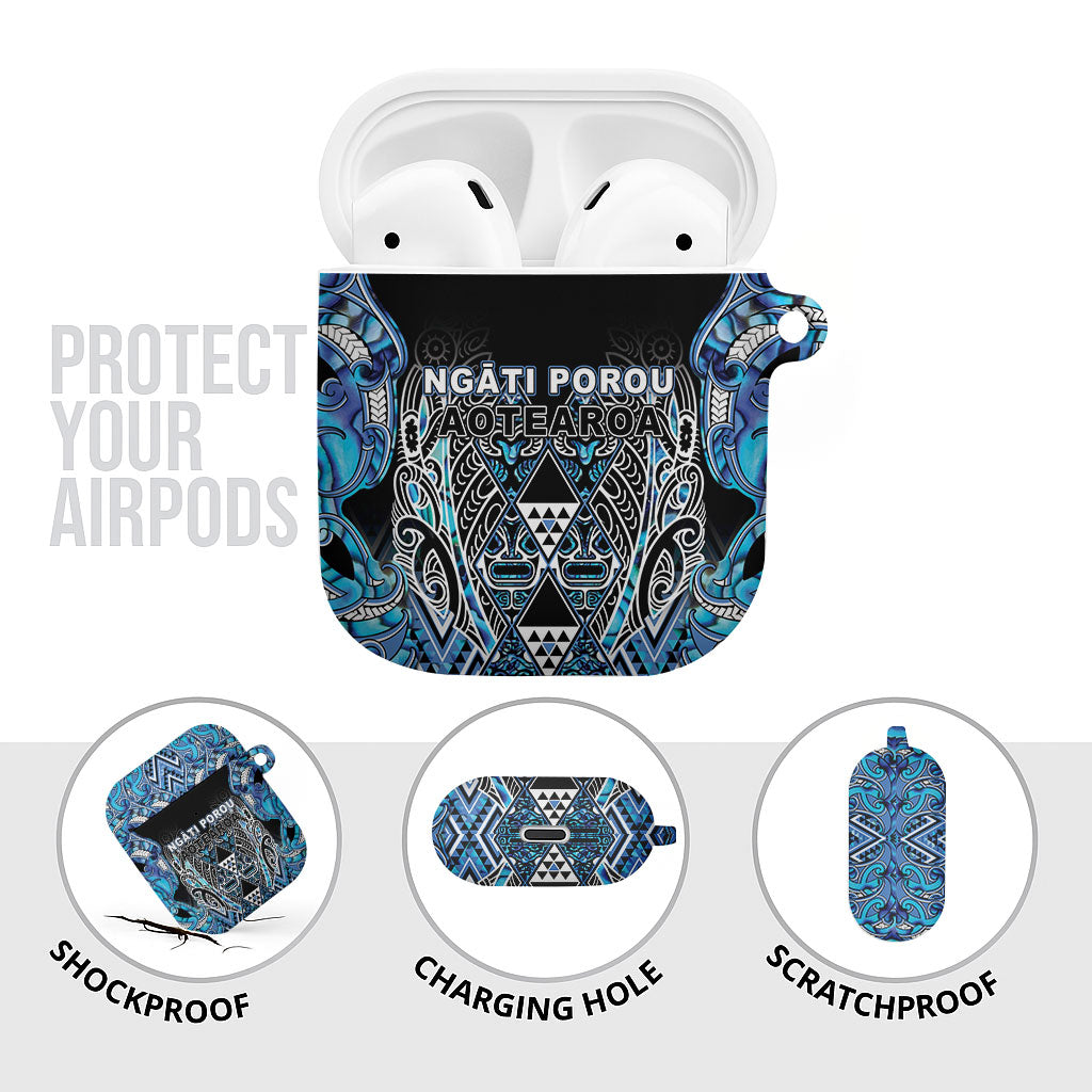 Aotearoa Ngati Porou AirPods Case Maori Light Blue Tribal Paua Shell Pattern DT05 - Polynesian Pride