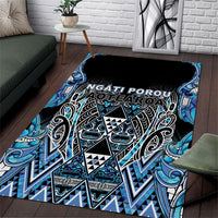 Aotearoa Ngati Porou Area Rug Maori Light Blue Tribal Paua Shell Pattern DT05 Blue - Polynesian Pride