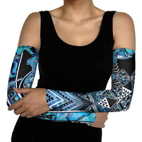 Aotearoa Ngati Porou Arm Sleeves Maori Light Blue Tribal Paua Shell Pattern DT05 - Polynesian Pride