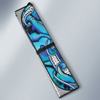 Aotearoa Ngati Porou Auto Sun Shade Maori Light Blue Tribal Paua Shell Pattern DT05 - Polynesian Pride