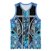 Aotearoa Ngati Porou Basketball Jersey Maori Light Blue Tribal Paua Shell Pattern DT05 Unisex Blue - Polynesian Pride