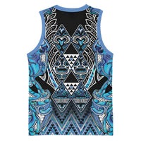 Aotearoa Ngati Porou Basketball Jersey Maori Light Blue Tribal Paua Shell Pattern DT05 - Polynesian Pride