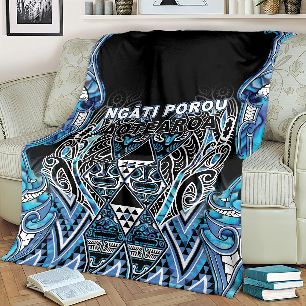Aotearoa Ngati Porou Blanket Maori Light Blue Tribal Paua Shell Pattern DT05 - Polynesian Pride