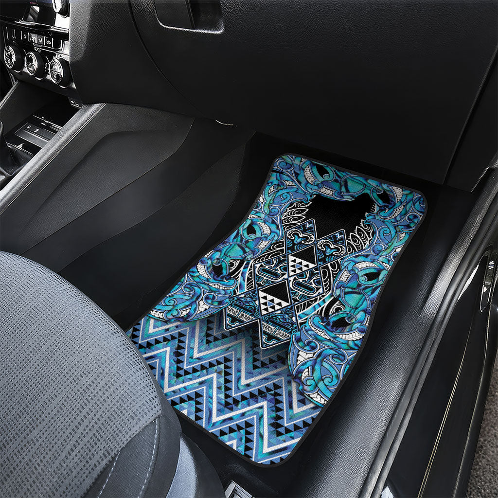 Aotearoa Ngati Porou Car Mats Maori Light Blue Tribal Paua Shell Pattern DT05 - Polynesian Pride