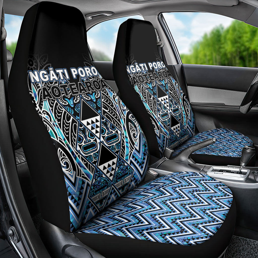 Aotearoa Ngati Porou Car Seat Cover Maori Light Blue Tribal Paua Shell Pattern DT05 - Polynesian Pride