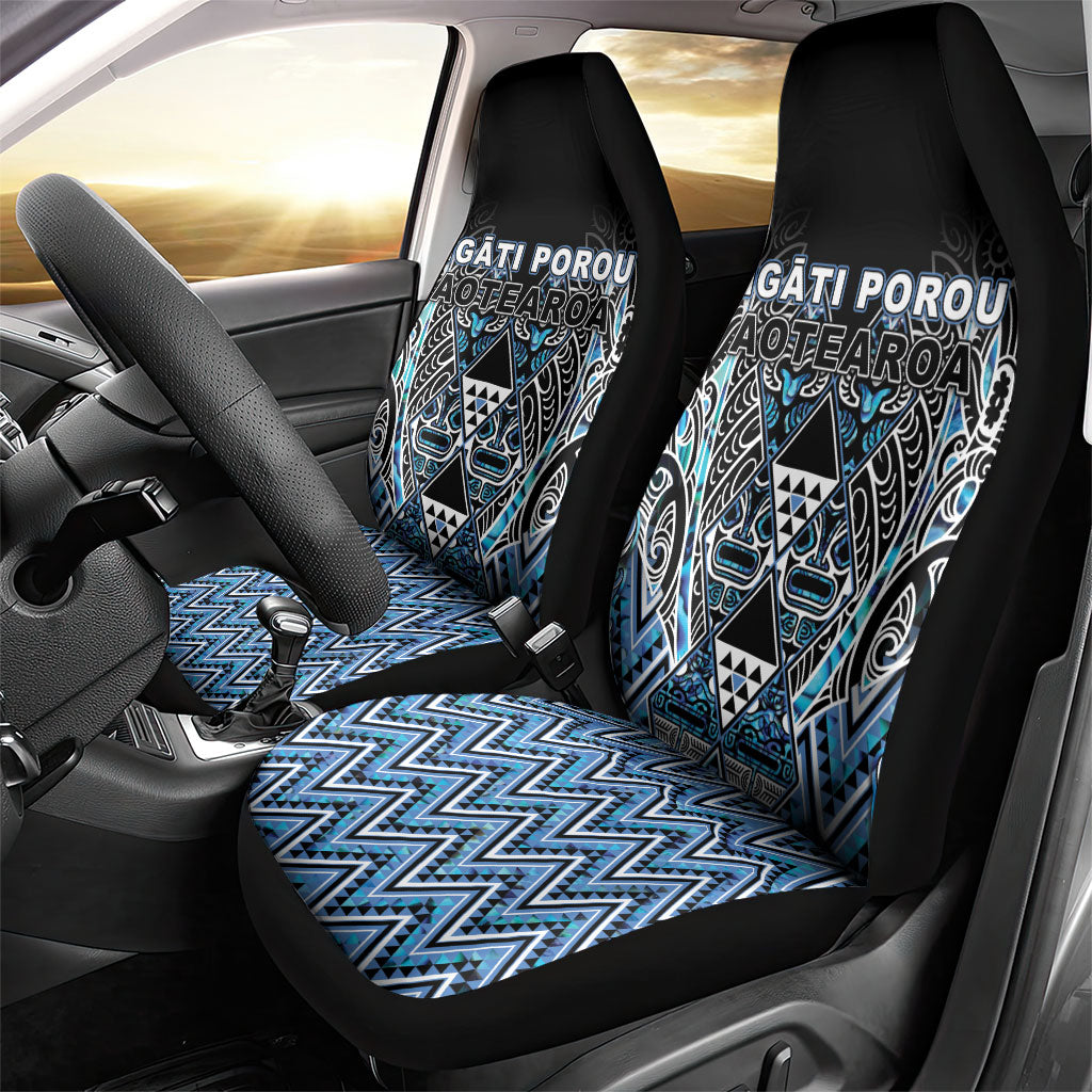 Aotearoa Ngati Porou Car Seat Cover Maori Light Blue Tribal Paua Shell Pattern DT05 - Polynesian Pride