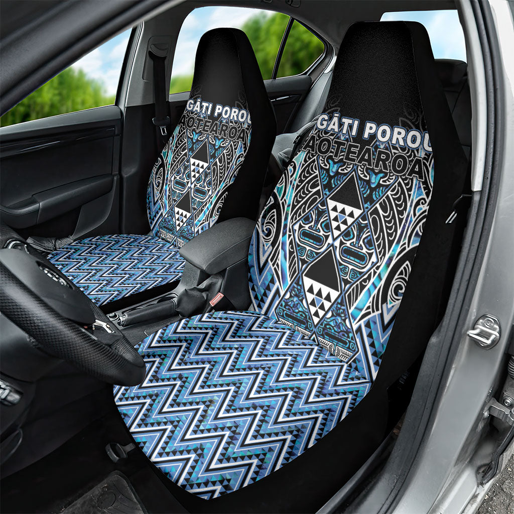 Aotearoa Ngati Porou Car Seat Cover Maori Light Blue Tribal Paua Shell Pattern DT05 - Polynesian Pride