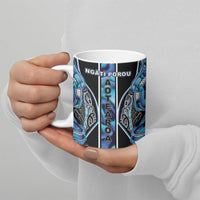 Aotearoa Ngati Porou Ceramic Mug Maori Light Blue Tribal Paua Shell Pattern DT05 - Polynesian Pride
