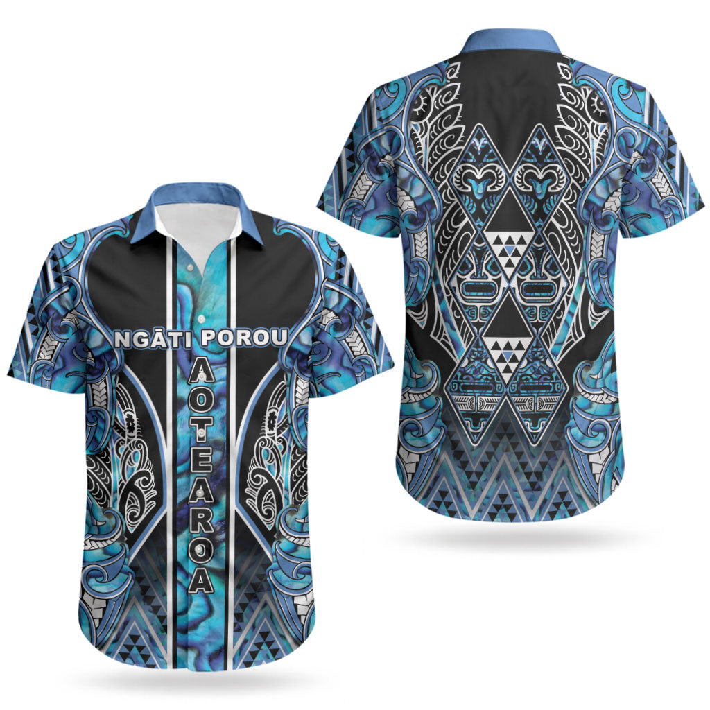 Aotearoa Ngati Porou Couples Matching Summer Maxi Dress and Hawaiian Shirt Maori Light Blue Tribal Paua Shell Pattern DT05 - Polynesian Pride