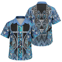 Aotearoa Ngati Porou Family Matching Tank Maxi Dress and Hawaiian Shirt Maori Light Blue Tribal Paua Shell Pattern DT05 Son's Shirt Blue - Polynesian Pride