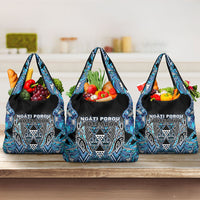 Aotearoa Ngati Porou Grocery Bag Maori Light Blue Tribal Paua Shell Pattern DT05 3-pack One Size Blue - Polynesian Pride