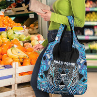 Aotearoa Ngati Porou Grocery Bag Maori Light Blue Tribal Paua Shell Pattern DT05 - Polynesian Pride