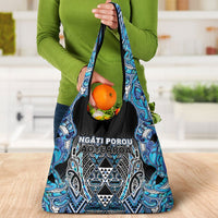 Aotearoa Ngati Porou Grocery Bag Maori Light Blue Tribal Paua Shell Pattern DT05 - Polynesian Pride
