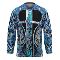 Aotearoa Ngati Porou Hockey Jersey Maori Light Blue Tribal Paua Shell Pattern DT05 Unisex Blue - Polynesian Pride