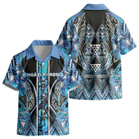 Aotearoa Ngati Porou Kid Hawaiian Shirt Maori Light Blue Tribal Paua Shell Pattern DT05 - Polynesian Pride