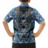Aotearoa Ngati Porou Kid Hawaiian Shirt Maori Light Blue Tribal Paua Shell Pattern DT05 - Polynesian Pride
