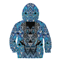 Aotearoa Ngati Porou Kid Hoodie Maori Light Blue Tribal Paua Shell Pattern DT05 - Polynesian Pride
