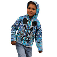 Aotearoa Ngati Porou Kid Hoodie Maori Light Blue Tribal Paua Shell Pattern DT05 - Polynesian Pride