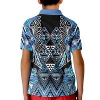 Aotearoa Ngati Porou Kid Polo Shirt Maori Light Blue Tribal Paua Shell Pattern DT05 - Polynesian Pride