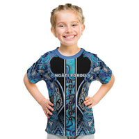 Aotearoa Ngati Porou Kid T Shirt Maori Light Blue Tribal Paua Shell Pattern DT05 Blue - Polynesian Pride