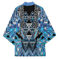 Aotearoa Ngati Porou Kimono Maori Light Blue Tribal Paua Shell Pattern DT05 - Polynesian Pride