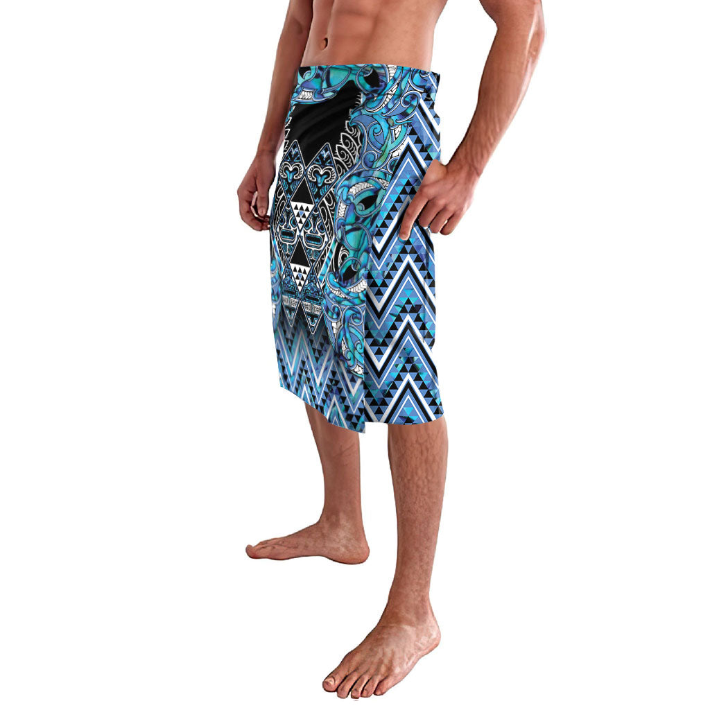 Aotearoa Ngati Porou Lavalava Maori Light Blue Tribal Paua Shell Pattern DT05 - Polynesian Pride