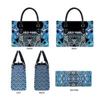Aotearoa Ngati Porou Leather Bag Maori Light Blue Tribal Paua Shell Pattern DT05 - Polynesian Pride