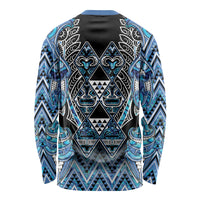 Aotearoa Ngati Porou Long Sleeve Shirt Maori Light Blue Tribal Paua Shell Pattern DT05 - Polynesian Pride