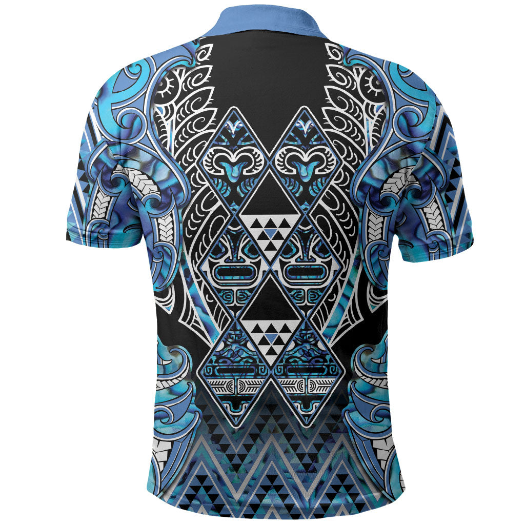 Aotearoa Ngati Porou Polo Shirt Maori Light Blue Tribal Paua Shell Pattern DT05 - Polynesian Pride